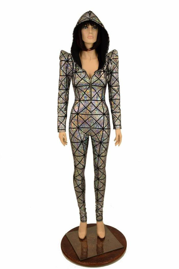 Sharp Shoulder Hooded Catsuit - 2