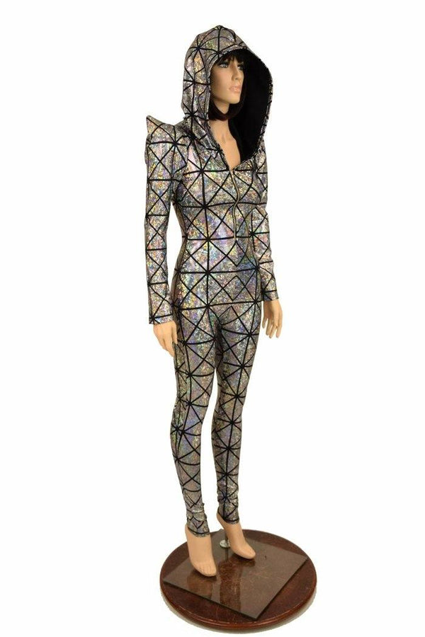 Sharp Shoulder Hooded Catsuit - 3