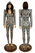 Sharp Shoulder Hooded Catsuit - 1