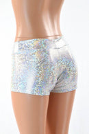 Shattered Glass Lowrise Shorts in Silver/White - Coquetry Clothing