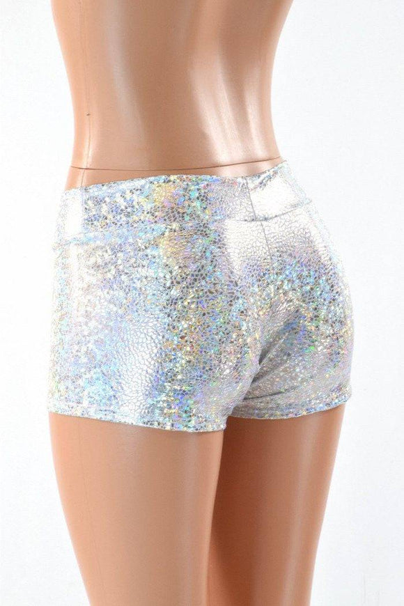 Shattered Glass Lowrise Shorts in Silver/White - Coquetry Clothing
