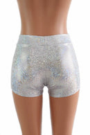 Shattered Glass Midrise Shorts in Silver/White - Coquetry Clothing