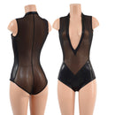 Sheer Black Mesh and Metallic Plunging V Romper - Coquetry Clothing