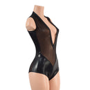 Sheer Black Mesh and Metallic Plunging V Romper - Coquetry Clothing