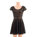 Sheer Black Mesh Cap Sleeve Skater Dress - Coquetry Clothing