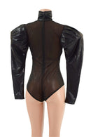 Sheer Mesh Body Romper with Victoria Sleeves - Coquetry Clothing