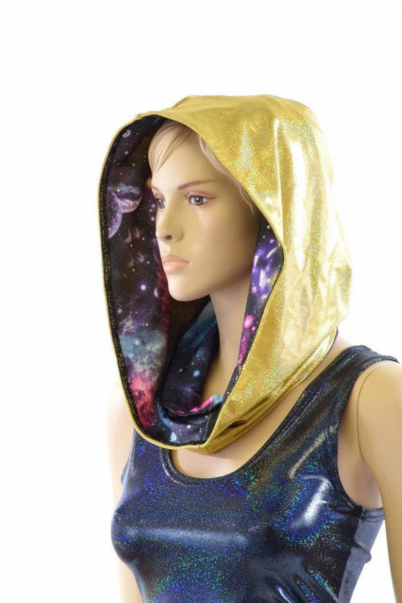 Short Festival Hood in Galaxy & Gold - Coquetry Clothing