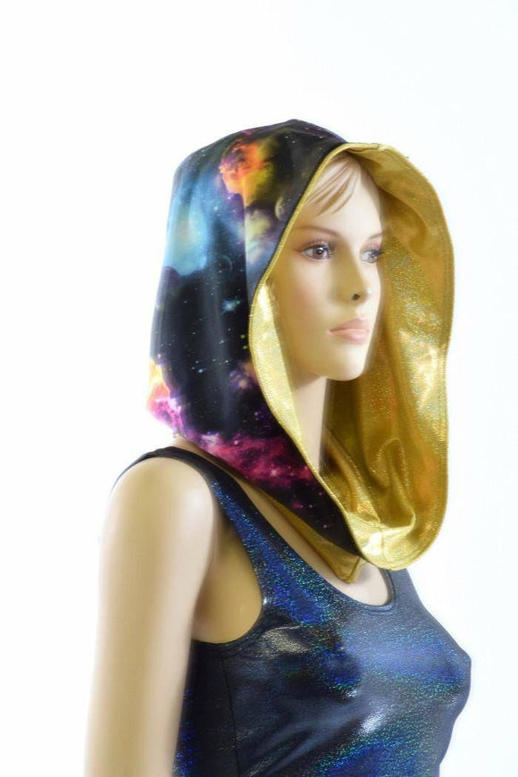 Short Festival Hood in Galaxy & Gold - Coquetry Clothing