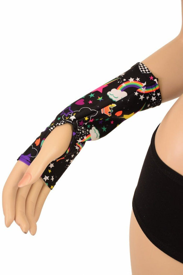 Short Fingerless Gloves in Unicorns & Rainbows - 3