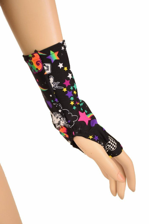 Short Fingerless Gloves in Unicorns & Rainbows - 2