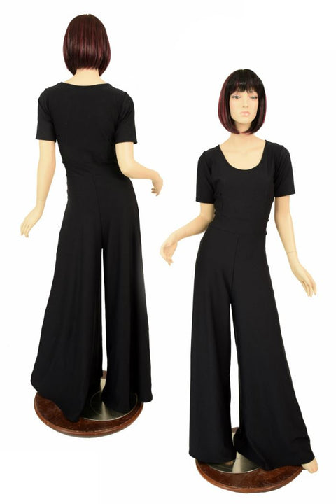 Black Soft Knit Wide Leg Jumpsuit - Coquetry Clothing