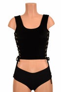 Side Lace Up Black Tank Crop - 2