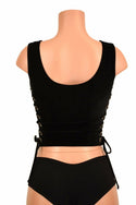 Side Lace Up Black Tank Crop - 4