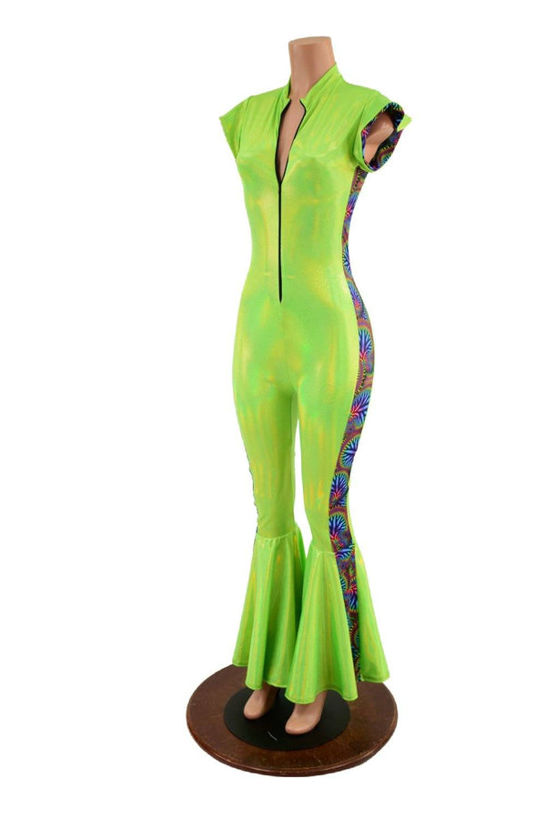 Side Panel Bell Bottom Catsuit - 2