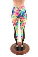Side Pocket Leggings in Acid Splash and Black Mesh - Coquetry Clothing