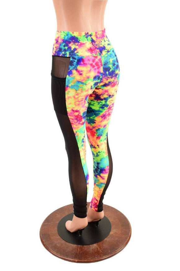 Side Pocket Leggings in Acid Splash and Black Mesh - Coquetry Clothing