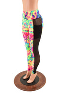 Side Pocket Leggings in Acid Splash and Black Mesh - Coquetry Clothing