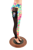 Side Pocket Leggings in Acid Splash and Black Mesh - Coquetry Clothing