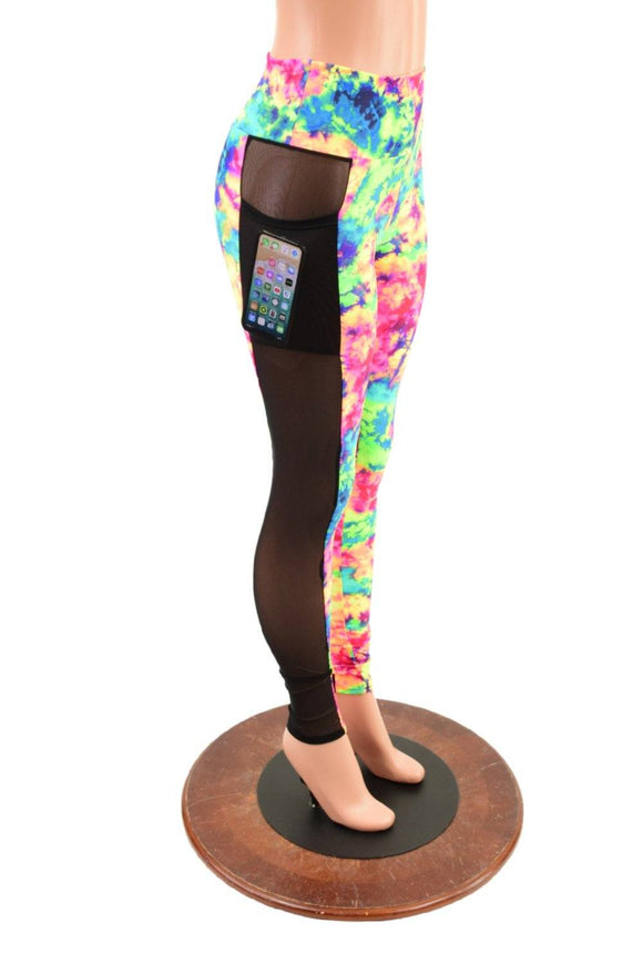 Side Pocket Leggings in Acid Splash and Black Mesh - Coquetry Clothing