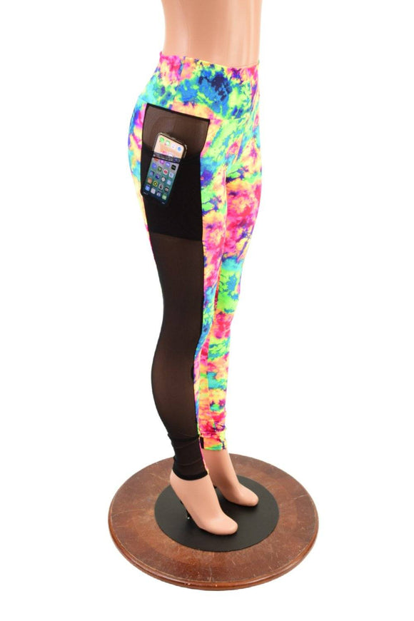 Side Pocket Leggings in Acid Splash and Black Mesh - Coquetry Clothing