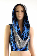 Silver & Blue Lightning Reversible Infinity Festival Hood - Coquetry Clothing