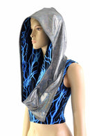 Silver & Blue Lightning Reversible Infinity Festival Hood - Coquetry Clothing