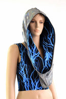 Silver & Blue Lightning Reversible Infinity Festival Hood - Coquetry Clothing