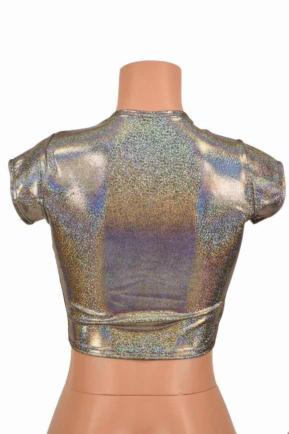 Silver Cap Sleeve Crop Top - Coquetry Clothing