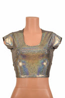 Silver Cap Sleeve Crop Top - Coquetry Clothing