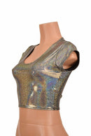Silver Cap Sleeve Crop Top - Coquetry Clothing
