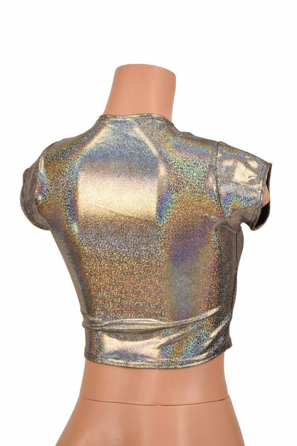 Silver Cap Sleeve Crop Top - Coquetry Clothing