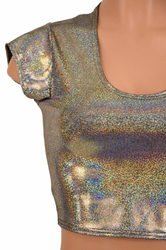 Silver Cap Sleeve Crop Top - Coquetry Clothing