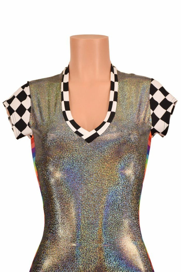 Silver Catsuit with Side Panels - Coquetry Clothing