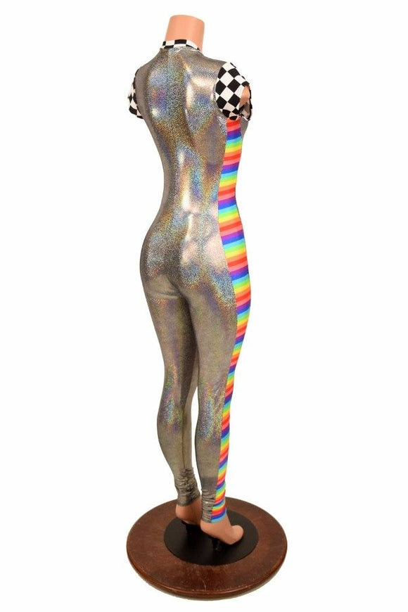 Silver Catsuit with Side Panels - Coquetry Clothing