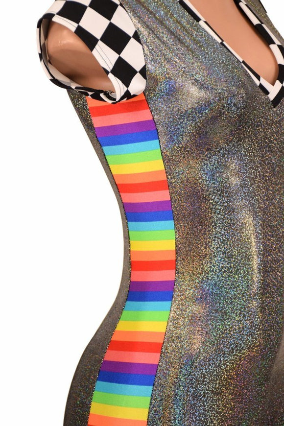 Silver Catsuit with Side Panels - Coquetry Clothing