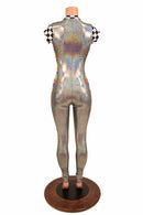 Silver Catsuit with Side Panels - Coquetry Clothing