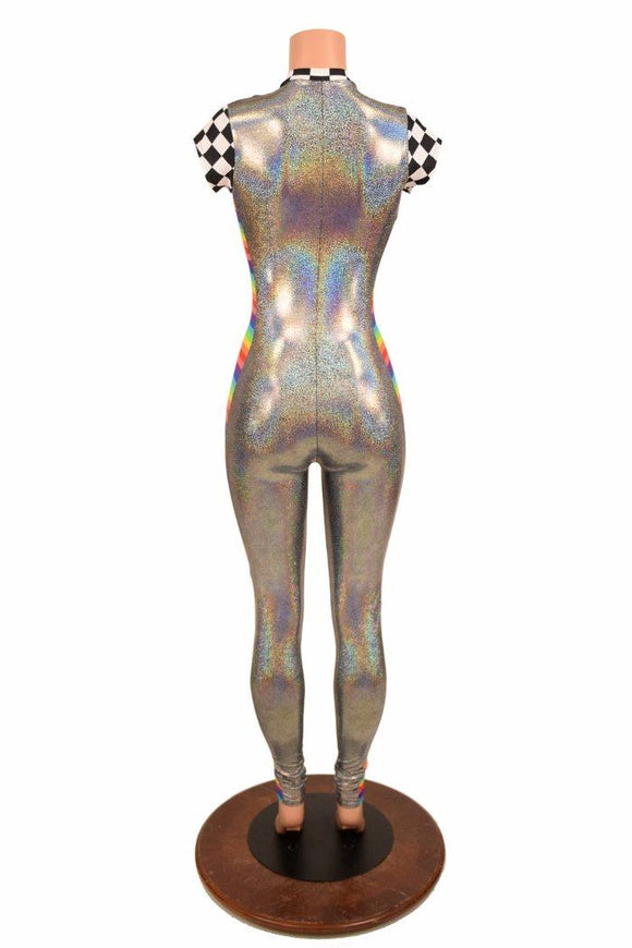 Silver Catsuit with Side Panels - Coquetry Clothing