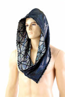 Silver Cracked Tile & Black Holo Reversible Infinity Festival Hood - Coquetry Clothing