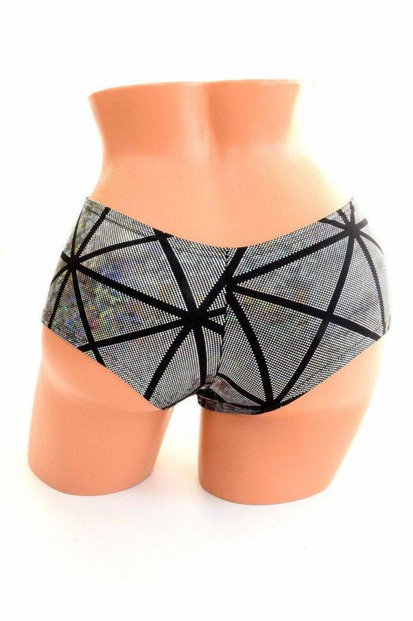 Silver Cracked Tile Cheeky Shorts - 3