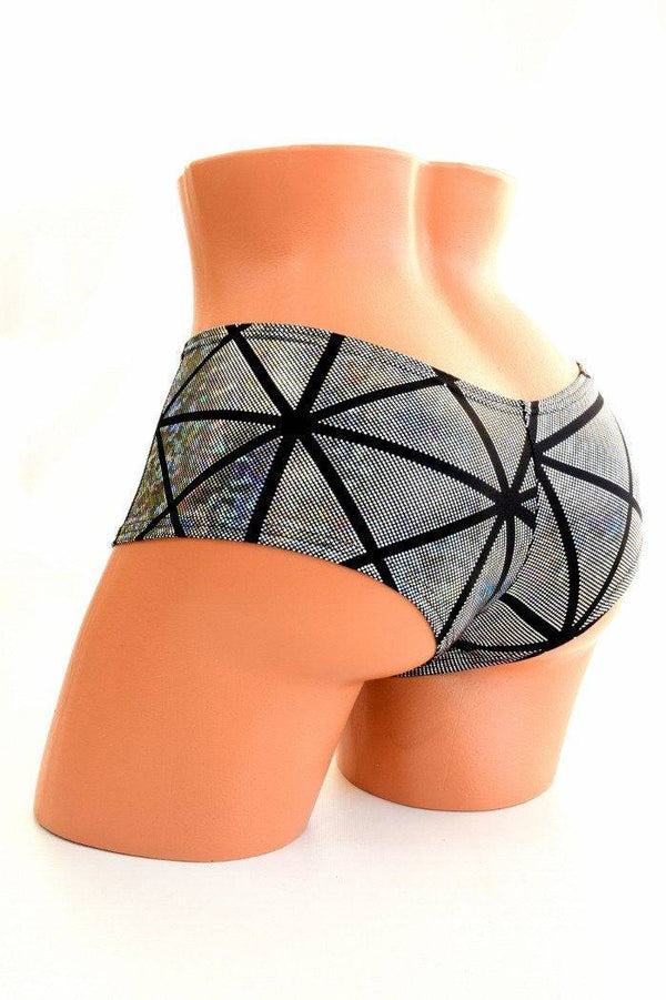 Silver Cracked Tile Cheeky Shorts - 1