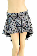 Silver Cracked Tile Hi Lo Rave Skirt - Coquetry Clothing