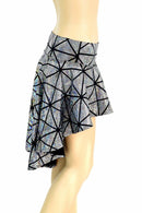 Silver Cracked Tile Hi Lo Rave Skirt - Coquetry Clothing