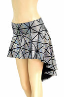 Silver Cracked Tile Hi Lo Rave Skirt - Coquetry Clothing