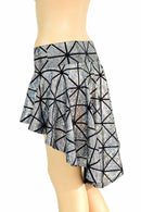 Silver Cracked Tile Hi Lo Rave Skirt - Coquetry Clothing