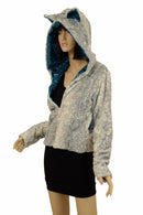 Silver Fawn Kitty Ear Faux Fur Short Jacket - Coquetry Clothing