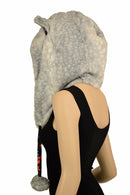 Silver Fawn Minky Pom Pom Cat Ear Hood - Coquetry Clothing