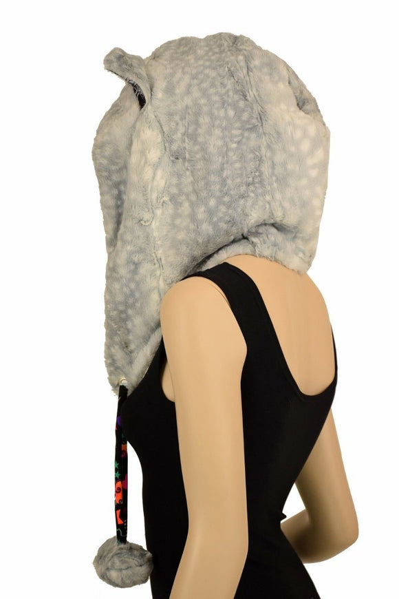 Silver Fawn Minky Pom Pom Cat Ear Hood - Coquetry Clothing