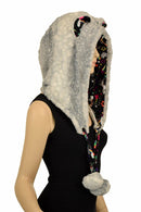 Silver Fawn Minky Pom Pom Cat Ear Hood - Coquetry Clothing