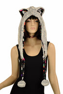 Silver Fawn Minky Pom Pom Cat Ear Hood - Coquetry Clothing