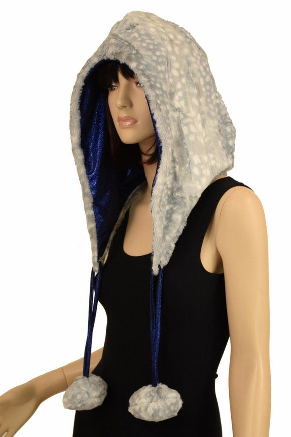 Silver Fawn Minky Pom Pom Hood - Coquetry Clothing